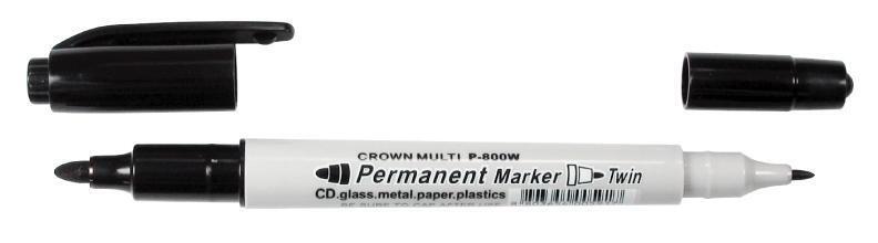 Маркер "Crown Multi Marker Twin" двухсторонний Р-800W черный 2мм/1мм 095143