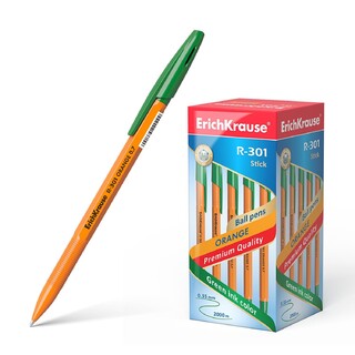 Ручка шариковая "Erich Krause.R-301 Orange Stick" зеленая 0,7мм 43197