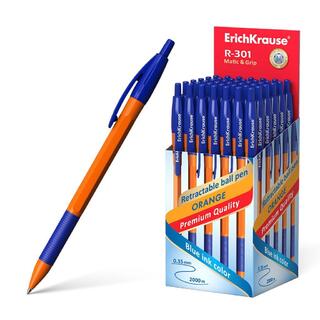 Ручка шариковая "Erich Krause.R-301 Orange Matic&Grip" синяя 0,7мм автомат 46762