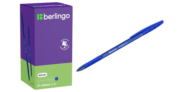 Ручка шариковая "Berlingo.Tribase grip" синяя  0,7мм грип CBp_10971