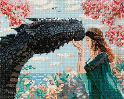 Мозаика алмазная "Девушка с драконом" 40*50см на подрамнике ФРЕЯ ALPD-141