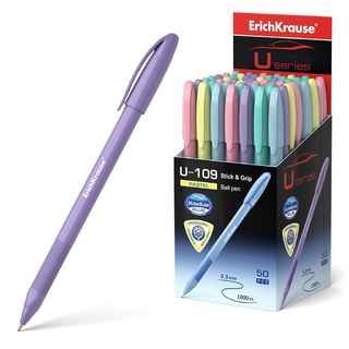 Ручка шариковая "Erich Krause.U-109 Ultra Glide Technology.Pastel Stick&Grip" синяя 1мм 58111