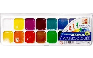 Краски  акв 16 цв "Классика" 19С 1290-08 пластик Луч