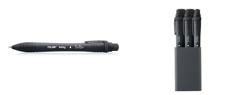 Ручка шариковая "MILAN.Sway" черная автомат софттач 1мм 17657010219
