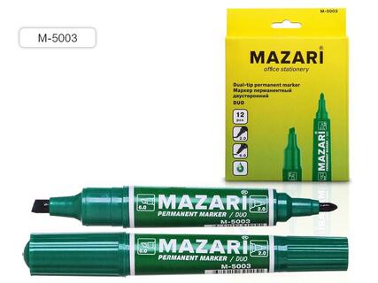 Маркер Mazari Duo зеленый двухсторонний 2мм/6мм М-5003