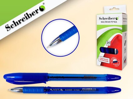 Ручка шариковая "Schreiber" синяя масл.осн игол.ст (аналог TZ4764)S 0050С-М