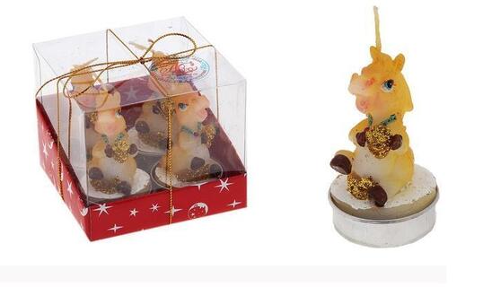 Свеча "Лошадка счастливая с монетками"  ( уп 4шт, цена за 1шт) 680338