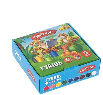 Гуашь  9 цв 20 мл "Creativiki" КГ0920КР