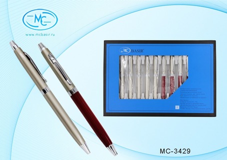 Ручка подарочная МС-3429 автомат металл корпус серебристый и бордовый