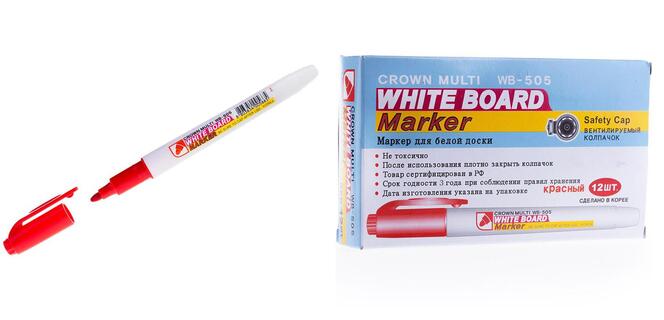 Маркер  "Crown" WB-505 для белых досок красный 2мм