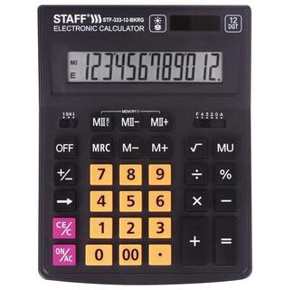 Калькулятор STAFF PLUS 12 разряд 200*154мм  STF-333-BKRG черно-оранжевый 250460