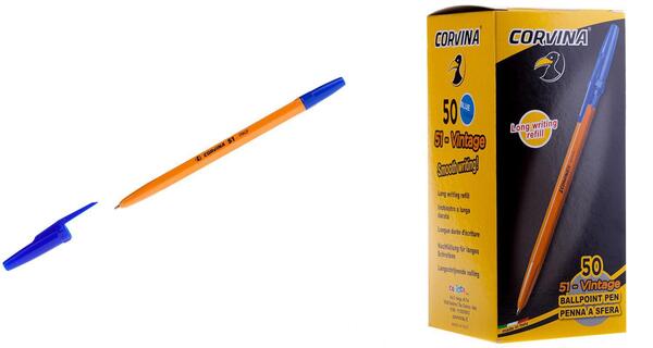 Ручка шариковая "Corvina" синяя 1мм желтый корпус 40163/02G  028870