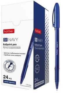 Ручка шариковая "Hatber.Bit navy" масл.основа синяя 1мм ВР_061223