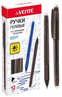 Ручка Пиши-стирай гель "deVente.Edit" черная 0,7мм грип 2 ластика 5051791