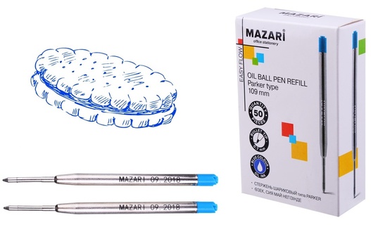 Стержни объемные 109мм 0,7мм синий металл на масляной основе Mazari М-7945-70