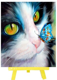 Мозаика алмазная "Котенок с бабочкой" 21*25см частичная выкладка М-10386  Mazari