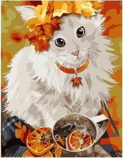 Картина для рисования по номерам "Согревающая осень.Котик" 40*50см РК 72060