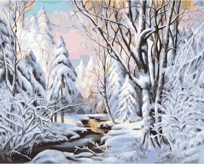 Картина для рисования по номерам "Зимний пейзаж" 40*50см GХ 23174