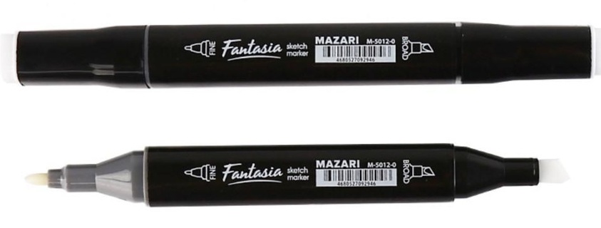 Скетчмаркер-блендер "Fantasia.Colorless.№0" двухсторонний 3/6,2мм Mazari М-5012-0 (ЦЕНА ЗА 1ШТ)
