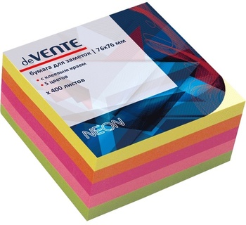 Липкий блок  76*76 "deVente" цветной неон склейка 400л 2010342