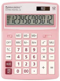 Калькулятор Brauberg.Exstra Pastel-12РК 12 разряд 206*155мм розовый 250487