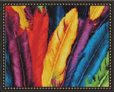 Мозаика алмазная "Разноцветные перья" 40*50см на подрамнике VA406