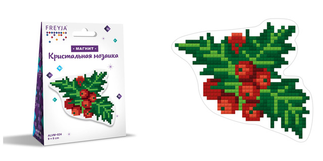 Набор для творчества "Фрея.Магнит.Остролист" 9*8см с алмазн.мозаикой ALVM-024
