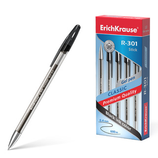 Ручка гель "Erich Krause.R-301 Classic Gel Stick" черная  53347 0,5мм