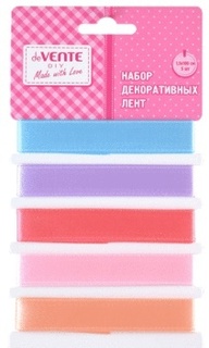 Лента декоративная 1,5см*1м атлас 5шт в наборе пастель deVente 8131021