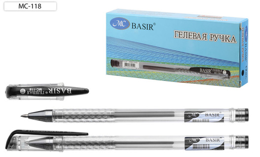 Ручка гель "Basir" черная 0,5мм МС-118