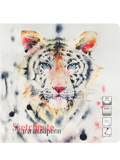 Скетчбук А5+  20л "Нарисованный тигр" сшивка акв бумага с текстурой холст 200г/м² 20-7817 ПрофПресс