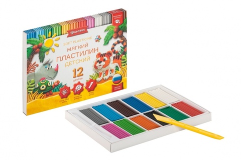 Пластилин 12 цв "Глобус" 180гр ПЛ12Д мягкий