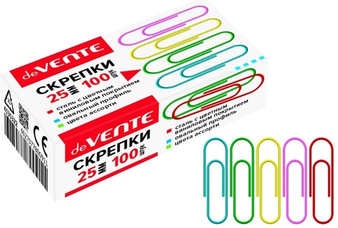 Скрепки 25мм 100шт "deVente" 4135322 цветные