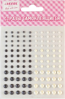 Наклейки акрил 8004061 стразы жемчуг белый+черный 9,5*10,5см deVente