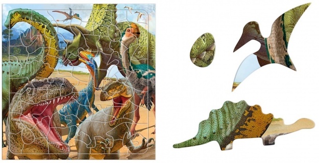 Пазл фигурный "Динозавры" 80эл 30*30см в рамке ГеоДом (9097)