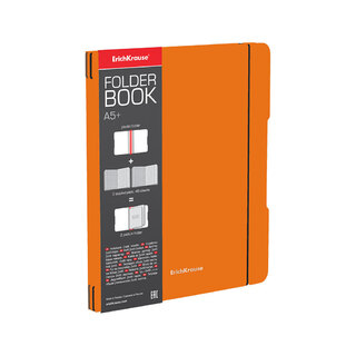 Тетрадь 96 л "FolderBook Neon.Оранжевый" клетка пласт.обл сменн.блок на резинке 48+48л А5+ 56109
