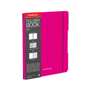 Тетрадь 48 л "FolderBook Neon.Розовый" клетка пласт.обл сменн.блок на резинке А5+ 56104