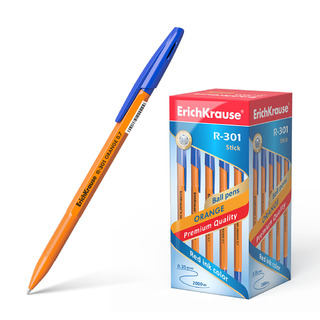 Ручка шариковая "Erich Krause.R-301 Orange Stick" синяя 0,7мм оранжевая 43194