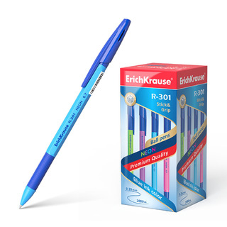 Ручка шариковая "Erich Krause.R-301 Neon Stick&Grip" синяя 0,7мм 42751