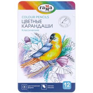 Карандаши 12 цв "Классические" в метал.кор 80220212 Гамма