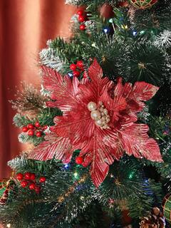 Украшение "Рождественский цветок" 30см красно-золотой НУ-7966