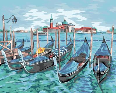Картина для рисования по номерам "Гондолы в Венеции" 40*50см ФРЕЯ PNB/PL-077