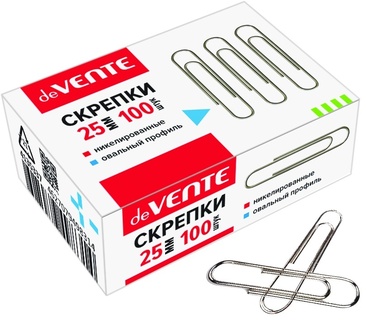 Скрепки 25мм 100шт "deVente"4135337 никелированные