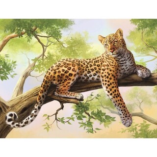 Мозаика алмазная "Леопард на ветке" 40*50см на подрамнике МС-5406/1017
