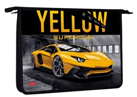 Папка для тетрадей А4 "YELLOWsupercar" пластик 24,5*34*4см 1отд молния АМc_60044 079273 Хатбер