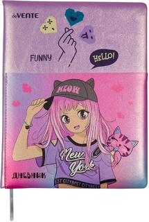 Дневник школьный 1-11 кл обложка поролон "deVente.Manga Girl" иск.кожа 2222328