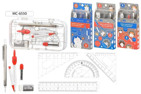 Готовальня  8 предм. Basir Кошки в пласт. футляре MC-6550