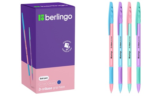 Ручка шариковая "Berlingo.Tribase grip haze" синяя  0,7мм грип CBp_70966