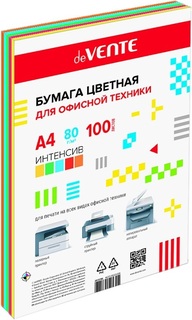 Бумага офисная А4 100л   5цв "deVENTE" 80гр цветная интенсив 2072218