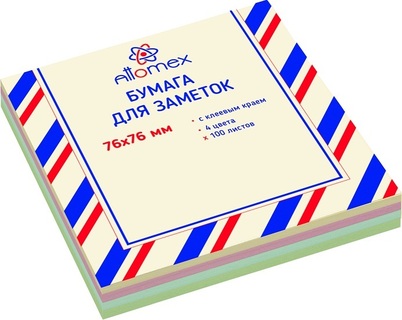 Липкий блок  76*76 100л "deVente.Attomex" пастель 4цв 2010203